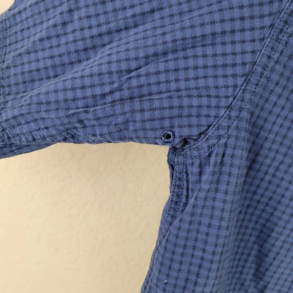 The North Face Shirt Men‎ M Blue/Black Micro-Ginham Short Sleeve Button Up